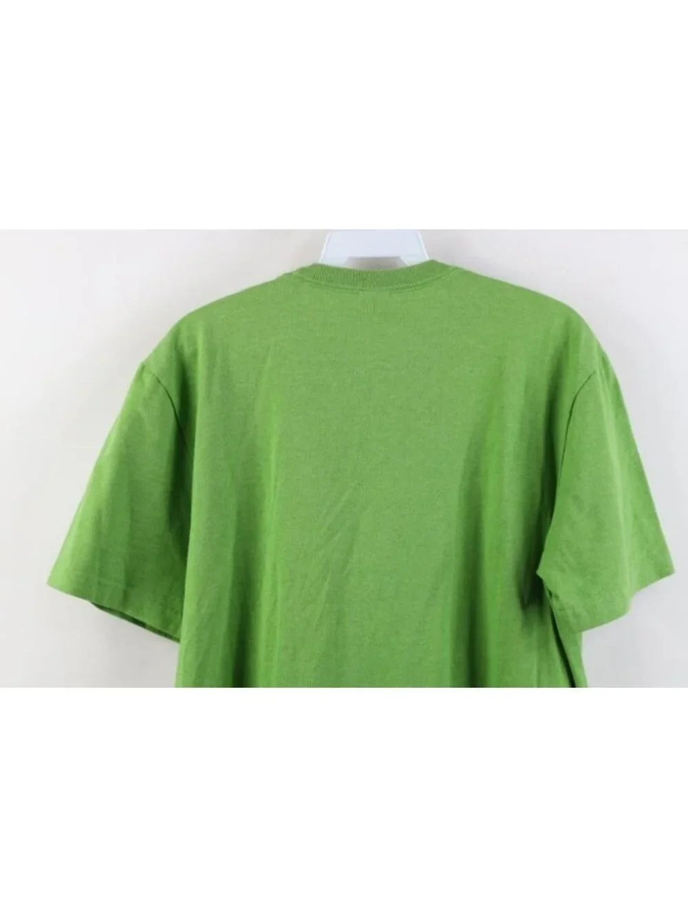 Vintage Y2K The North Face Mens Medium Spell Out Mountains T-Shirt Lime Green